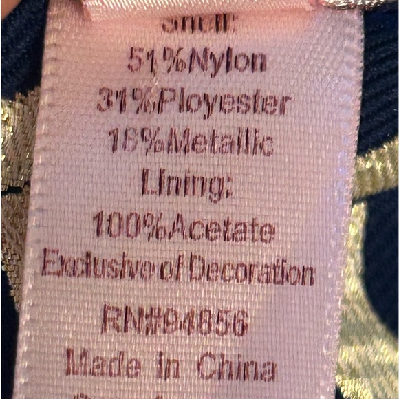 Halabaloo navy/gold holiday dress. Cap sleeve, full skirt, navy velvet tie. 2T - Picture 12 of 15